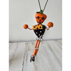 Metal jointed pumpkin ornament Halloween jack-o'-lantern skeleton tree